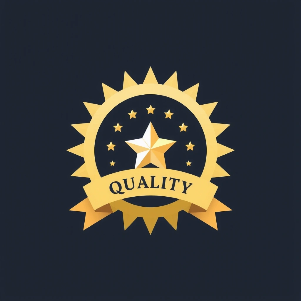Icon representing quality with a shimmering star or badge.